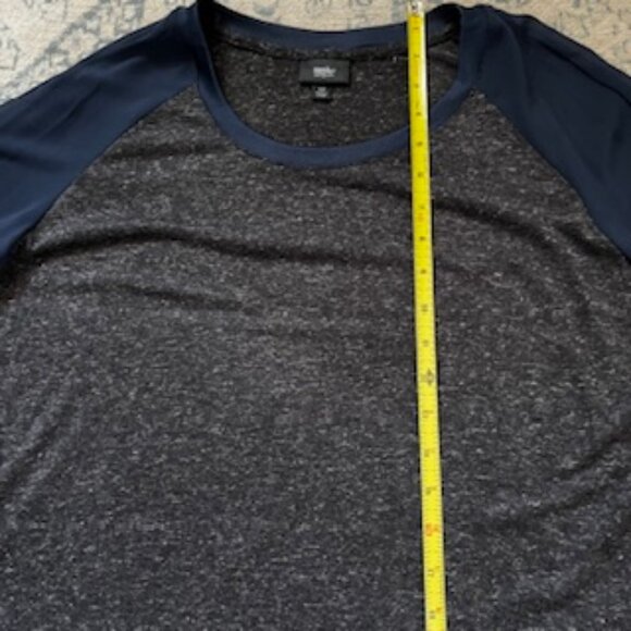 🧡 3/15 Mossimo Linen Blend Semi Sheer Gray Navy Long Sleeve Top Women's L/G - Picture 7 of 12